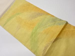 リサイクル　金彩葉模様開き名古屋帯（額縁仕立て）